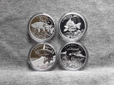 2015 CANDA $20 NORTH AMERICAN SPORTSFISH 1OZ SILVER 4 COIN PROOF SET W/COA'S OM