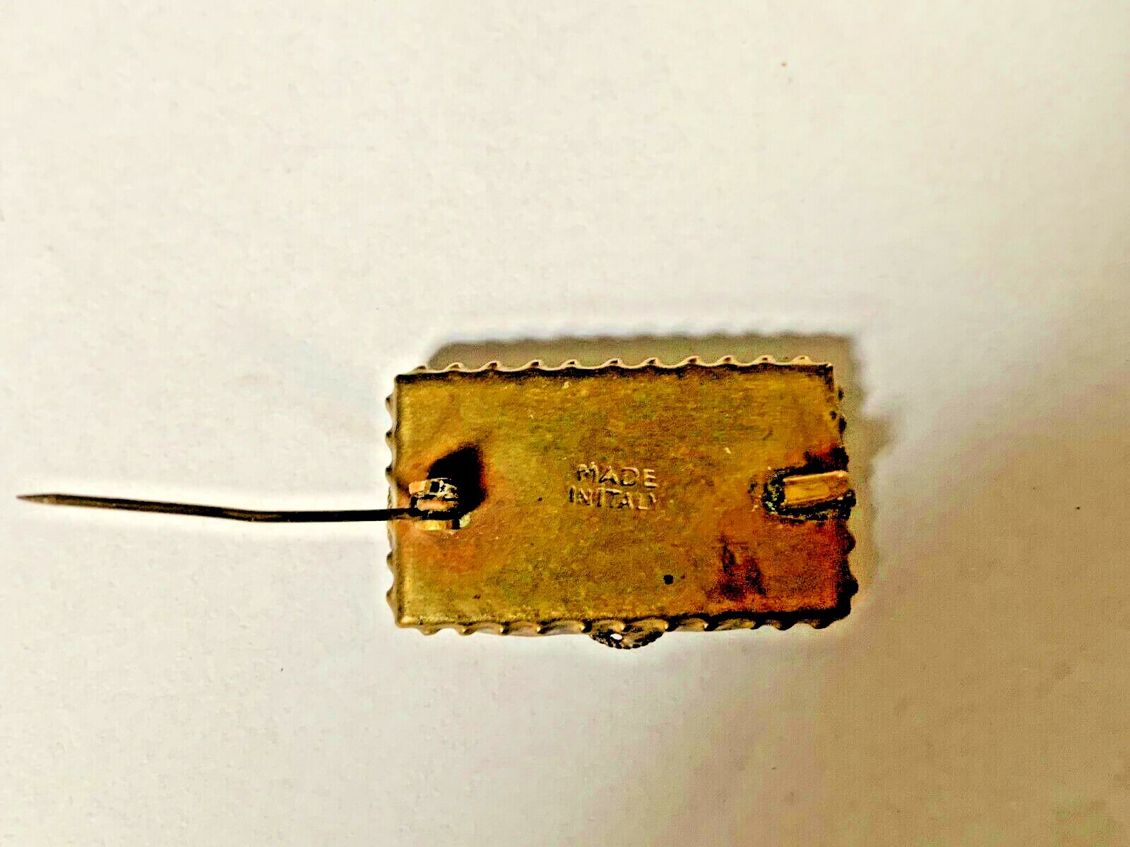 OLD Vintage Micro Mosaic Rectangular Shaped Pin, Made in Italy, Flowers,  BIN