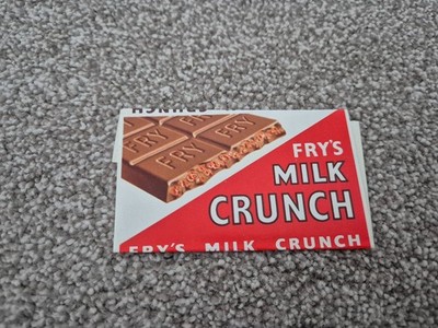 Vintage Original 1960'S Frys Leche Crujiente Chocolate BAR Vacío Envoltura Raro