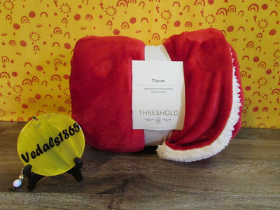 THRESHOLD Throw Plush Red & White 50''x60'' ***NEW***