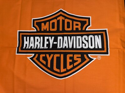 19'' x 23'' Fat Square Orange SHIELD PANEL Harley Davidson Quilt Craft Fabric NEW