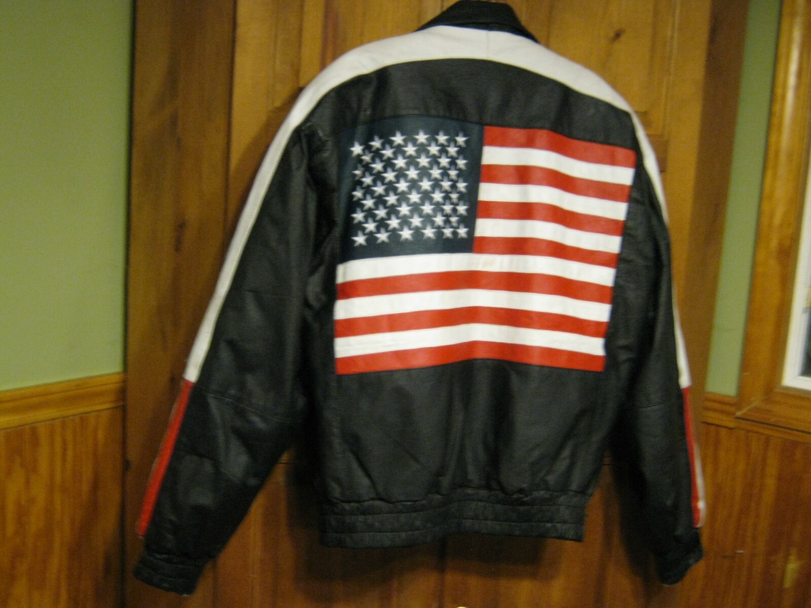 Vintage Vilanto Authentic Leatherwear USA Flag Leather Black