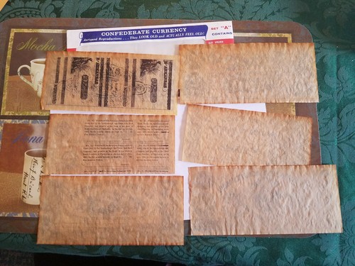 CONFEDERATE CURRENCY SET “A” ANTIQUE BILL REPRODUCTIONS 6 NOTES IN SET