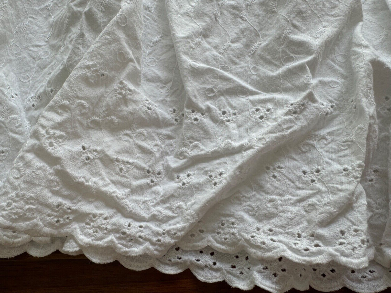 Lot of 2 eyelet full size bed ruffles and one pillow sham. J C Penney & other