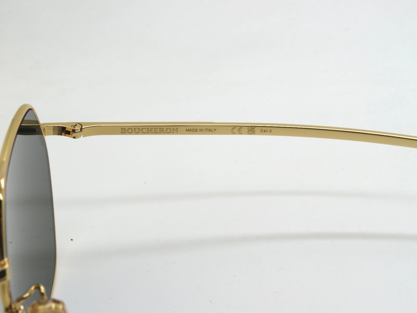 Pre-owned Boucheron $940  Bc0138s 001 Gold/grey Authentic 57mm Sunglasses In Gray