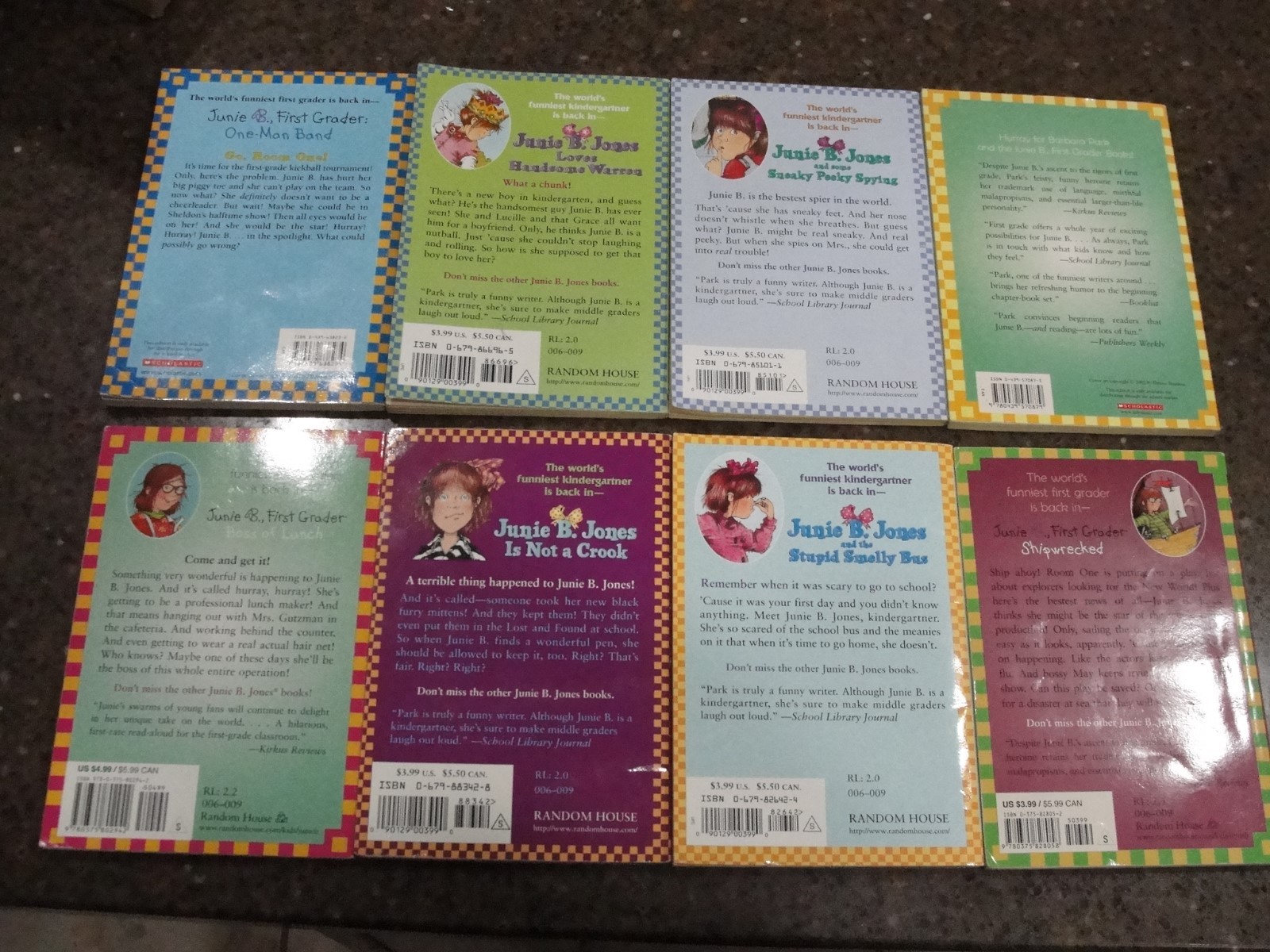 Lot of 8 Junie B Jones Books Barbara Park Scholastic First Grader Valentine SC +