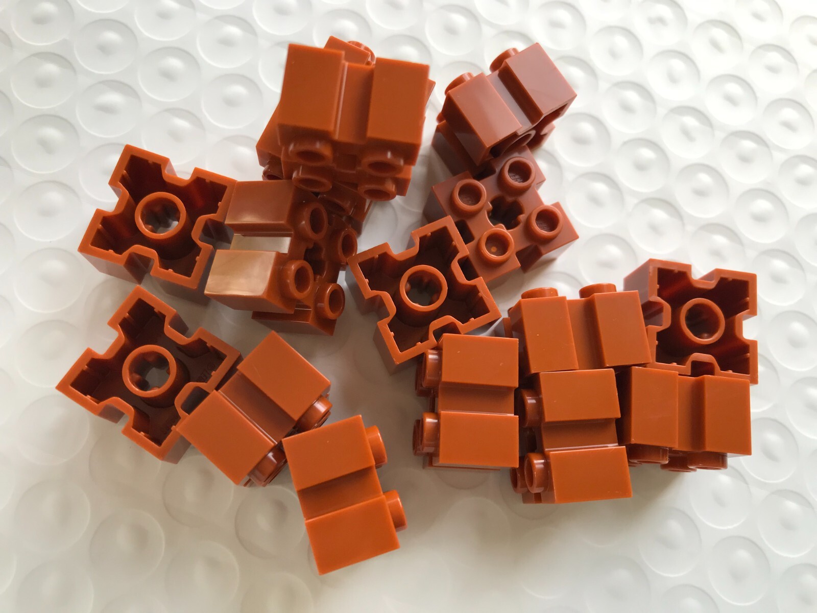 LEGO-NEW-#90258-DARK ORANGE-BRICK MOD 2 X 2 W/GROOVE/AXLE HOLE-16 PIECE |  eBay