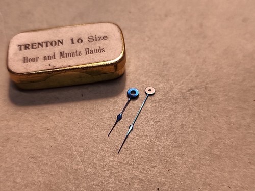 Set Of NOS Trenton 16s Blue Spade Hour/Minute Hands-140/85 Hole Sizes