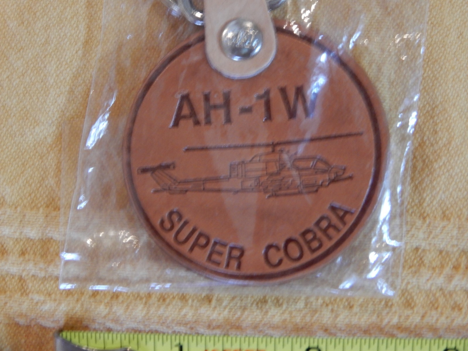 Genuine Vintage Bell Helicopter issued AH-1W Super Cobra Leather Key Ring/Fob
