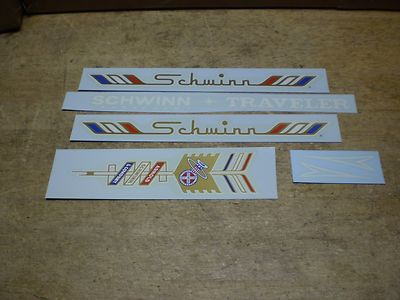 Schwinn Traveler Bicycle Complete White Decal Set Block Script