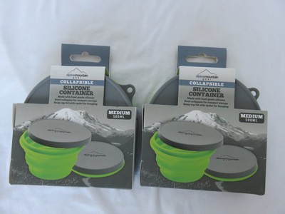NEW Alpine Mountain Collapsible Silicone Food  Containers  qty 2 bowls w lids