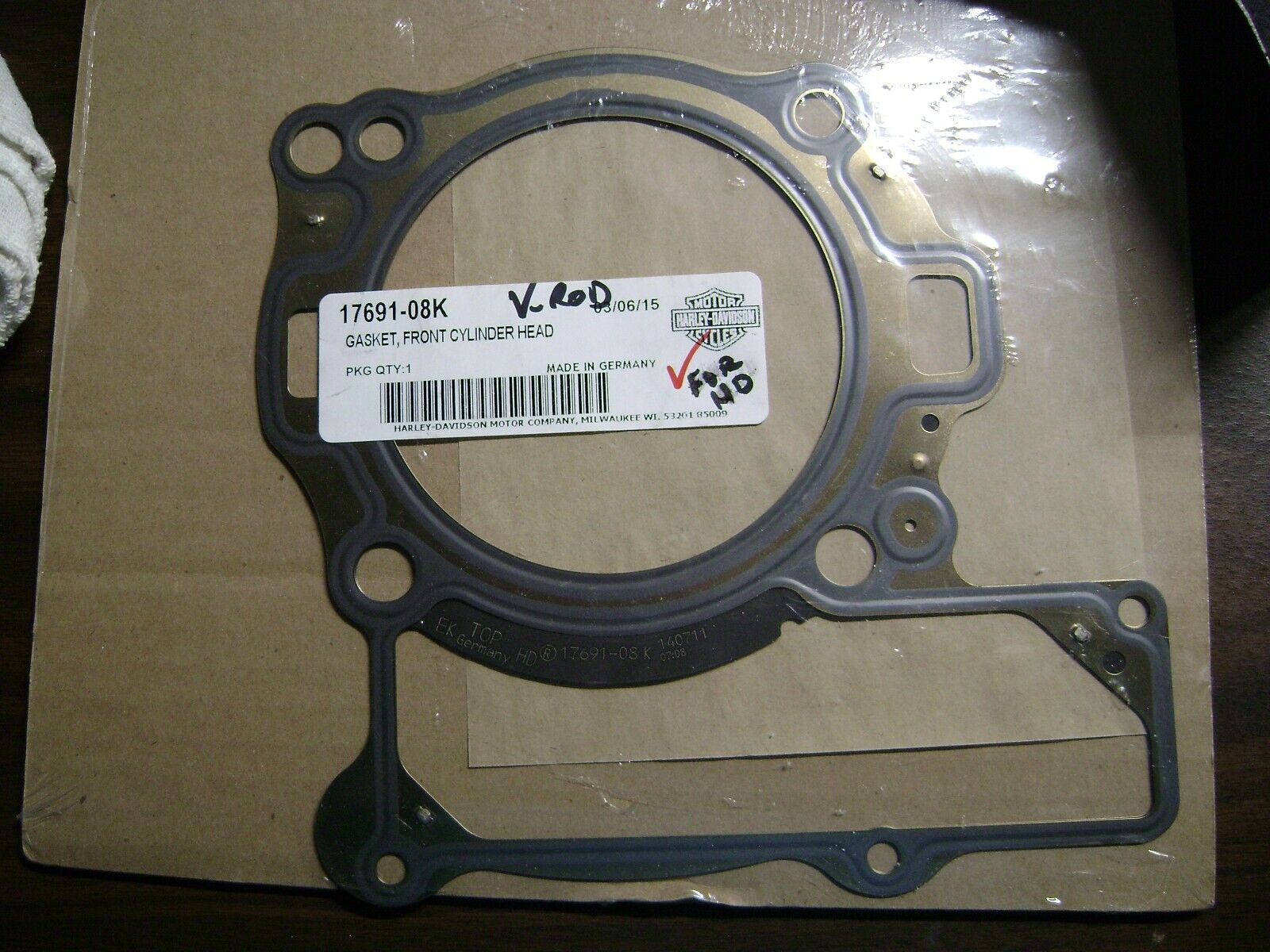 福袋 大丸 Front #17691-08K, Gasket, Head Cylinder, Motorcycles V-Rod 小物