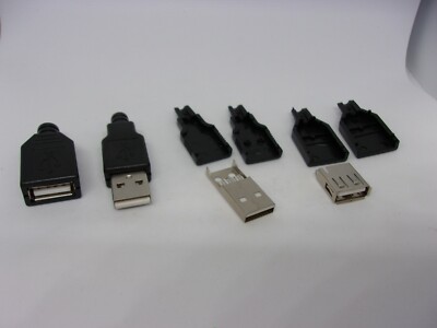 Pack of 2 DIY Do It Yourself USB Terminals Type A 4-Pin Make Your Own Cable Wire
