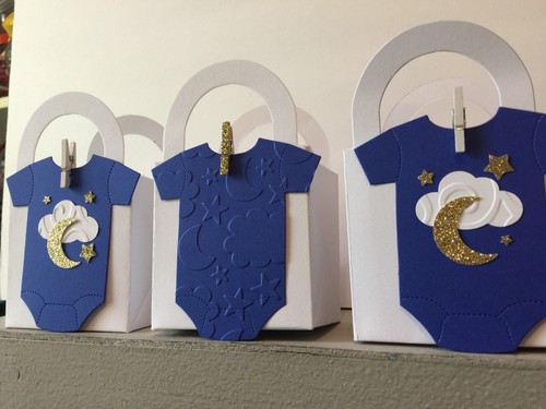 12 Twinkle Twinkle Little Star Baby Shower Thank You Favor Boxes Blue & Gold