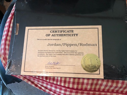 Jordan Pippen Rodman triple Autograph COA
