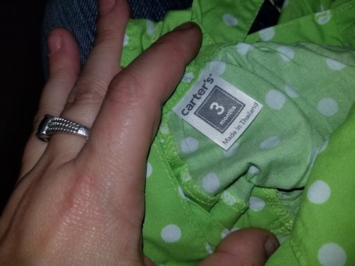 BABY GIRL 3 MONTH CARTER'S POLKA DOT BUBBLE ROMPER OUTFIT GREEN