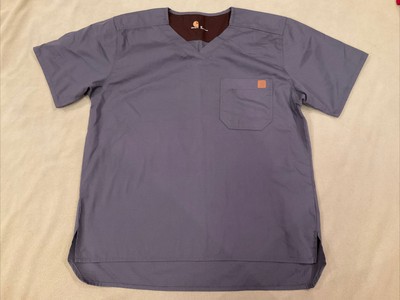 Carhartt Scrub Top Medium Mens Grey Heavy Duty Fabric