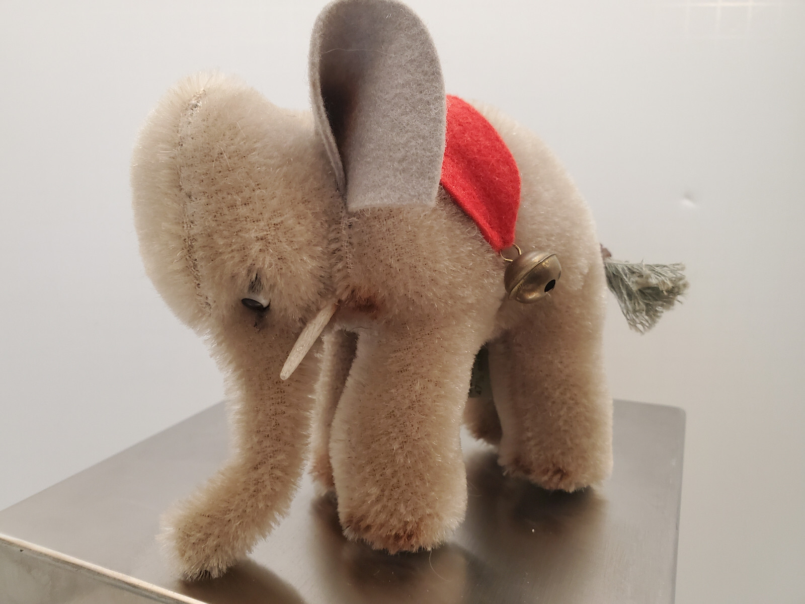 Vintage Teddy Hermann Mohair Tusked Circus Elephant w/Tag