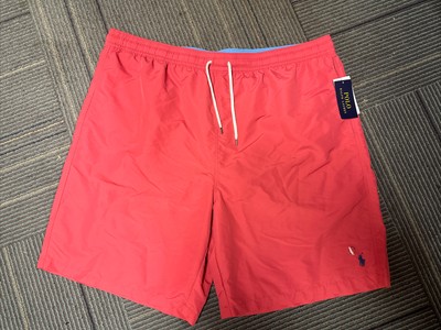 NWT Polo Ralph Lauren Men's Nantkt Red Solid Swim Trunks 2XLT Retail $69.99