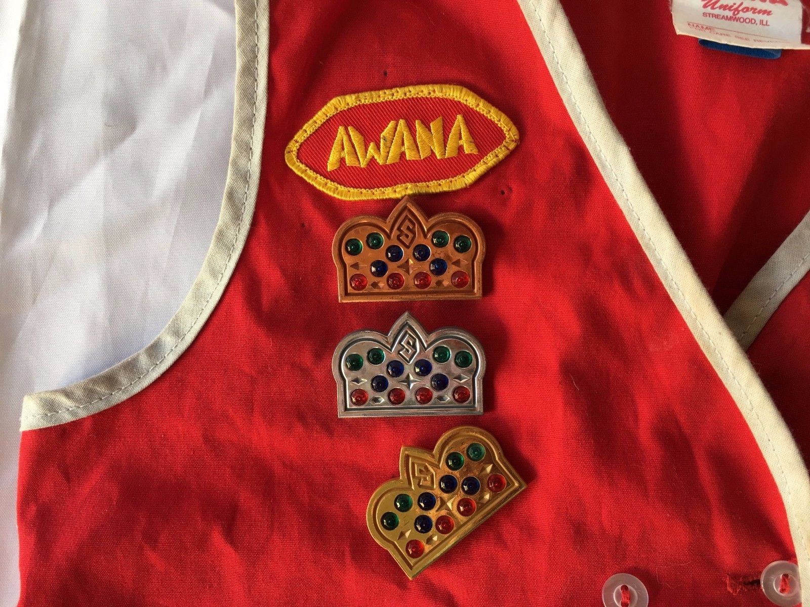 Vintage AWANA SPARKS CLUB VEST w 15 Patches 3 Pins HIKER CLIMBER GIRL SCOUTS