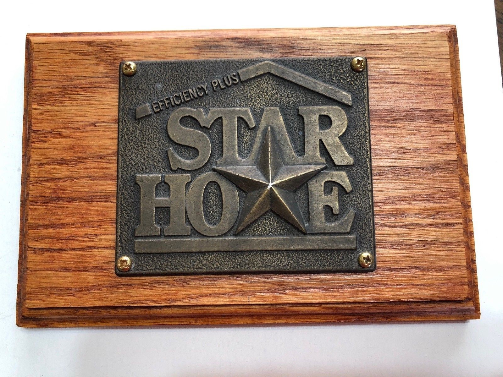 Vintage STAR HOMES Brass Tag with Custom made Oak Frame