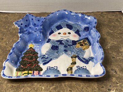 Retro Style Snowman Decorative Holiday Serving Platter