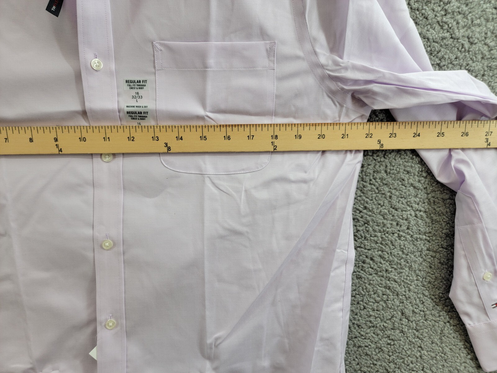 Tommy Hilfiger TH Flex Stretch Pinpoint Oxford Dress Shirt L 32/33 16 Lavender - Picture 6 of 18