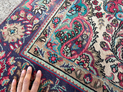 6x9 VINTAGE ORIENTAL RUG HAND-KNOTTED red blue real antique HANDMADE CARPET fine