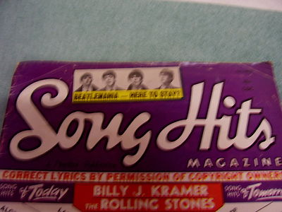 1964 Song Hits Magazine - Beatlemania Photos & Article +The Beatles Tour Listing