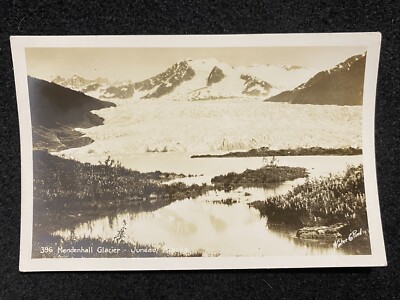 Juneau Alaska AK Mendenhall Glacier Antique RPPC Real Photo Postcard