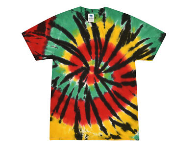 Rasta Web Multi-Color Tie Dye T-Shirts  Kids & Adults Sizes Cotton Colortone