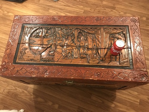 Intricately Carved Chinese Camphor Wood LARGE Wonderful Smell