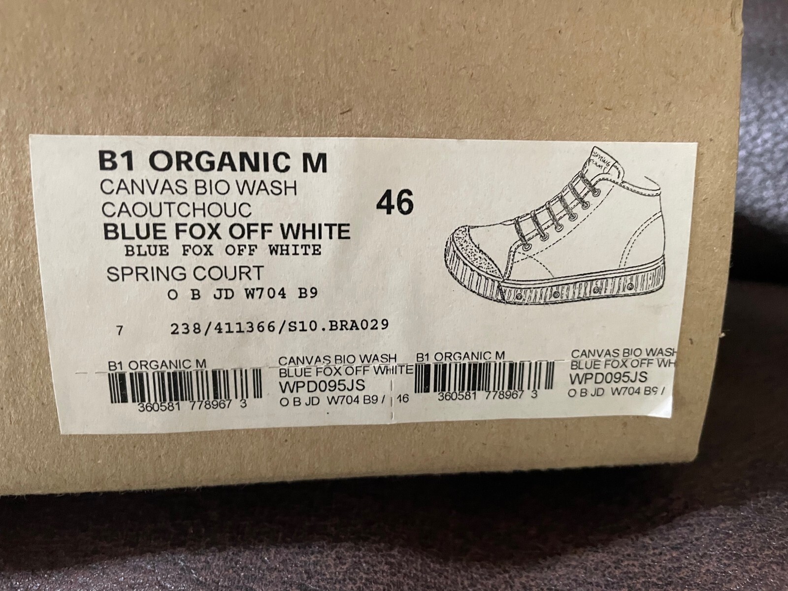 Pre-owned Spring Court Men's Biowash Canvas B1 Organic Sneakers Blue Fox Size 46