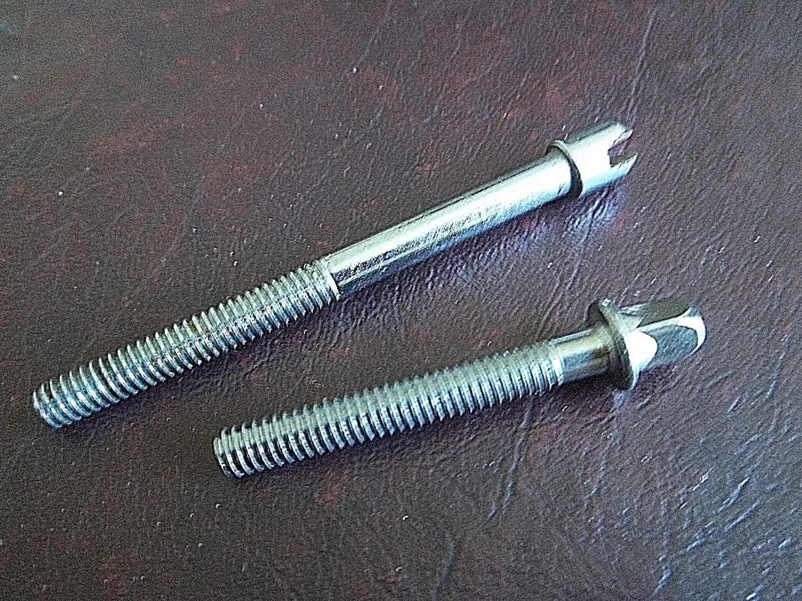 Set of 2 Chrome Drum Head Screw Tension Rod Parts