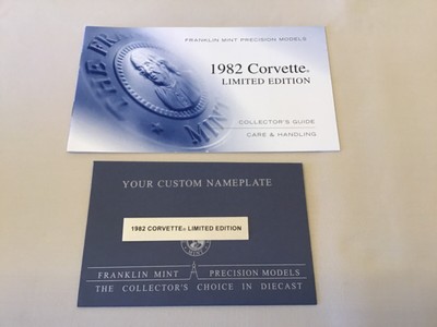 Franklin Mint 1982 Chevrolet Corvette L.E. Paperwork Only Diecast 1:24