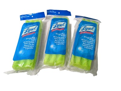 3 X Lysol Antimicrobial Sponge Mop Refill Head for 58045 Green 