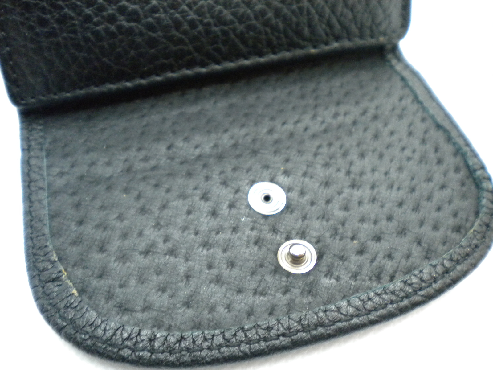 Piel Small Folding Wallet Leather Black Snap Change Pocket Bifold
