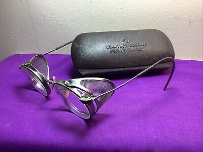 Antique AO / Willson Steampunk Safety Biker Shield Eyeglasess Goggles +Case  X12
