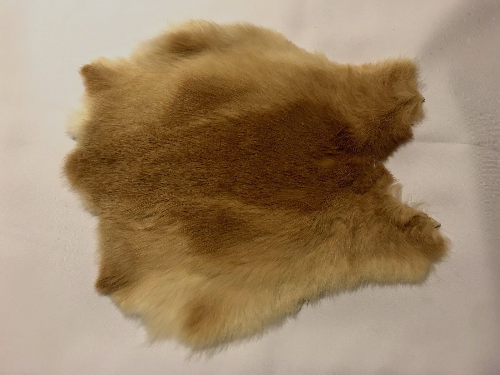 Rabbit pelt natural, white, imprinted, tan. Soft genuine pelt/hide.