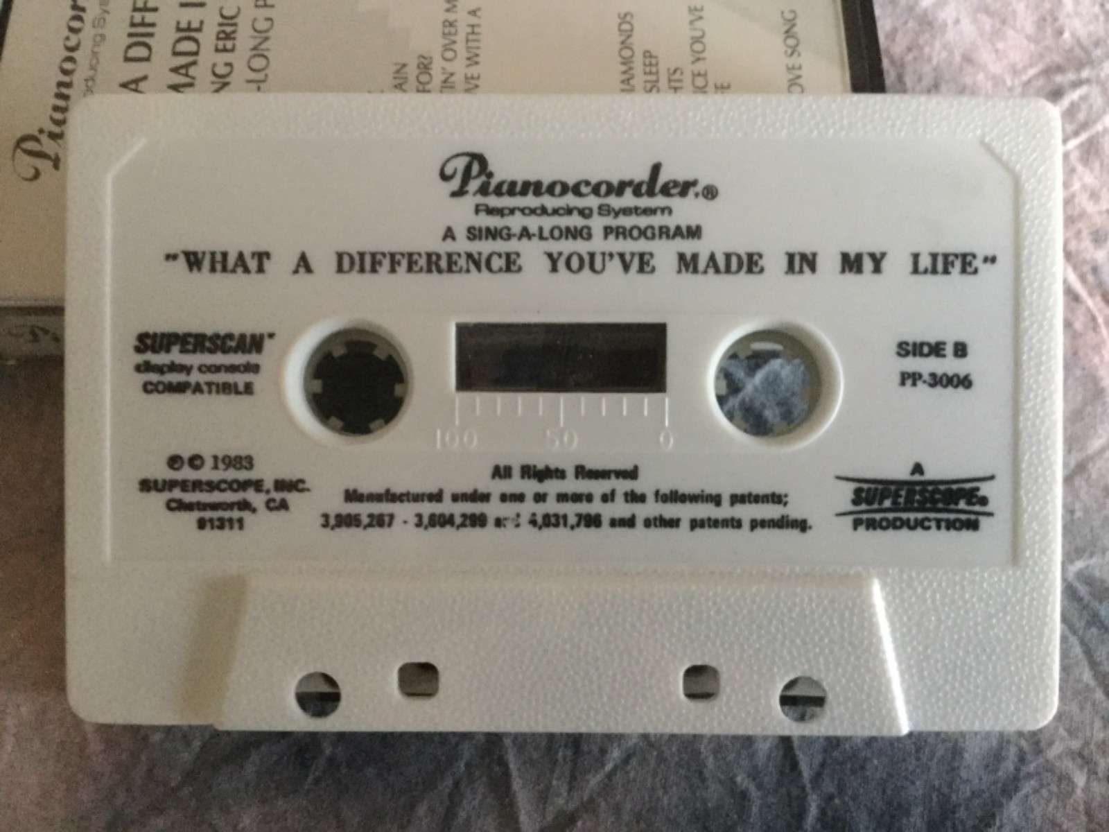 Pianocorder Reproducing System - WHAT A DIFFERENCE YOU’VE MADE IN MY LIFE - Tape