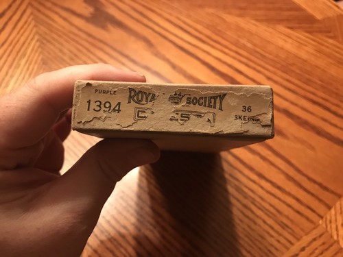 Antique Royal Society Empty Cardboard Box Satin Strand Purple 1394 Empty 1930’s