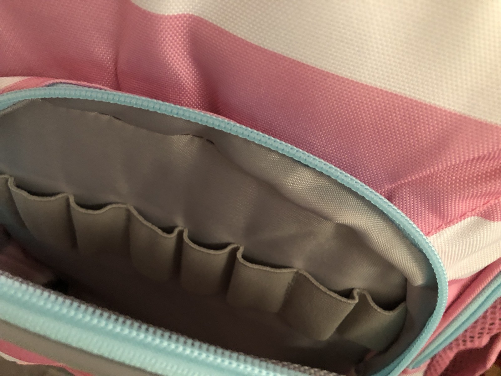 Pottery Barn Kids Fairfax Pink white stripes Large Backpack Isabella