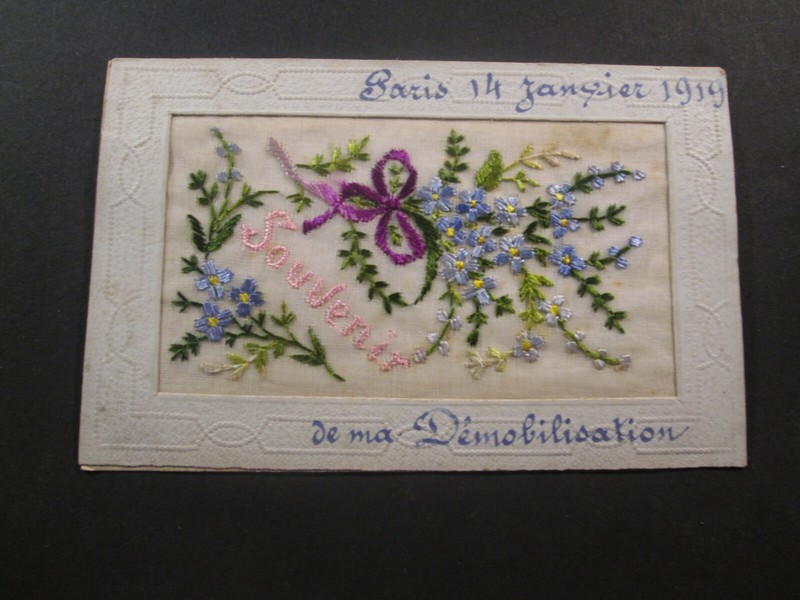 Carte Postale Fantaisie BrodÃ©E - Guirande De Fleurs - Souvenir