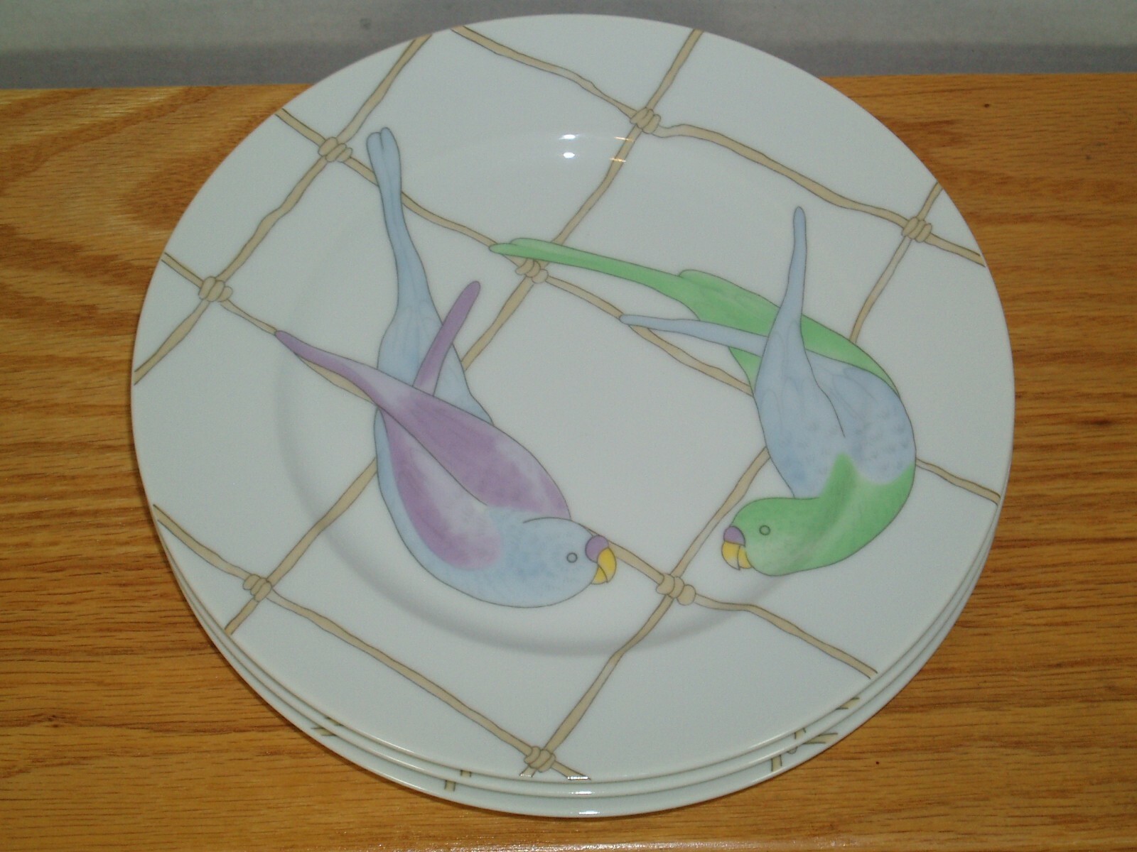 FITZ & FLOYD PASTEL PARAKEETS LOT OF 4 7.5