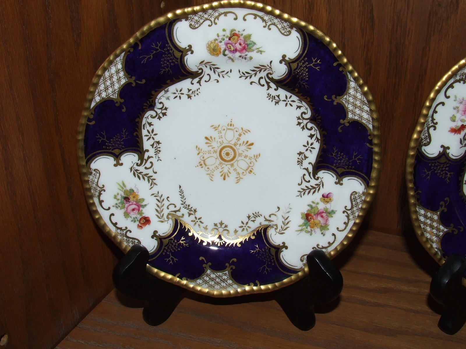 Pair of Antique Coalport Blue Cobalt Batwing Panel 7