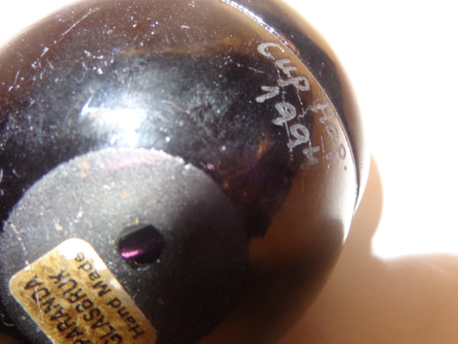 GLASS BIRD paper weight / HAPARANDA  swedish LABEL/signed