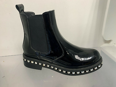 Ladies Diamond Studded Chelsea Ankle Boots Women Chunky Block