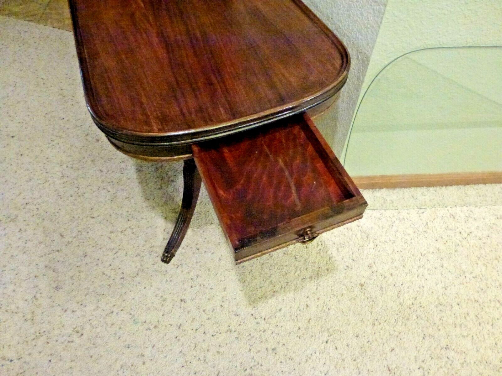 Vintage, Unique, DUNCAN PHYFE Occasional Table, 1940s ,3 Drawers,  Brass Feet VG