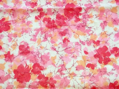 Vintage 60 's Retro Pink Peach Watercolor Floral Poly Crepe Fabric 45