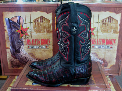 Pre-owned Los Altos Boots Los Altos Women Cherry Genuine Crocodile Tail Western Cowboy Boot (m) L091181 In Cherry Black